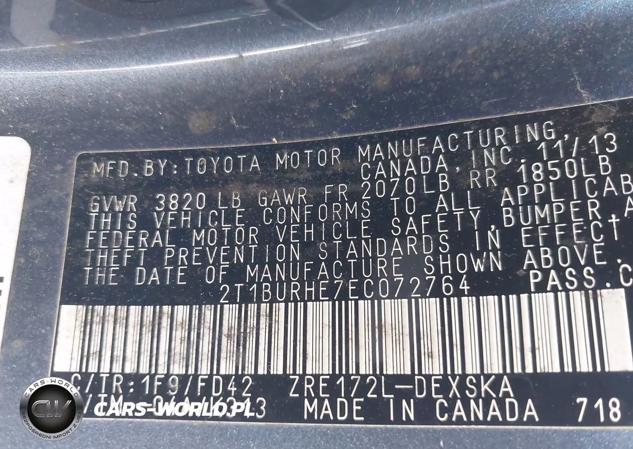 2014 Toyota Corolla S Plus VIN:2T1BURHE7EC072764 - 9