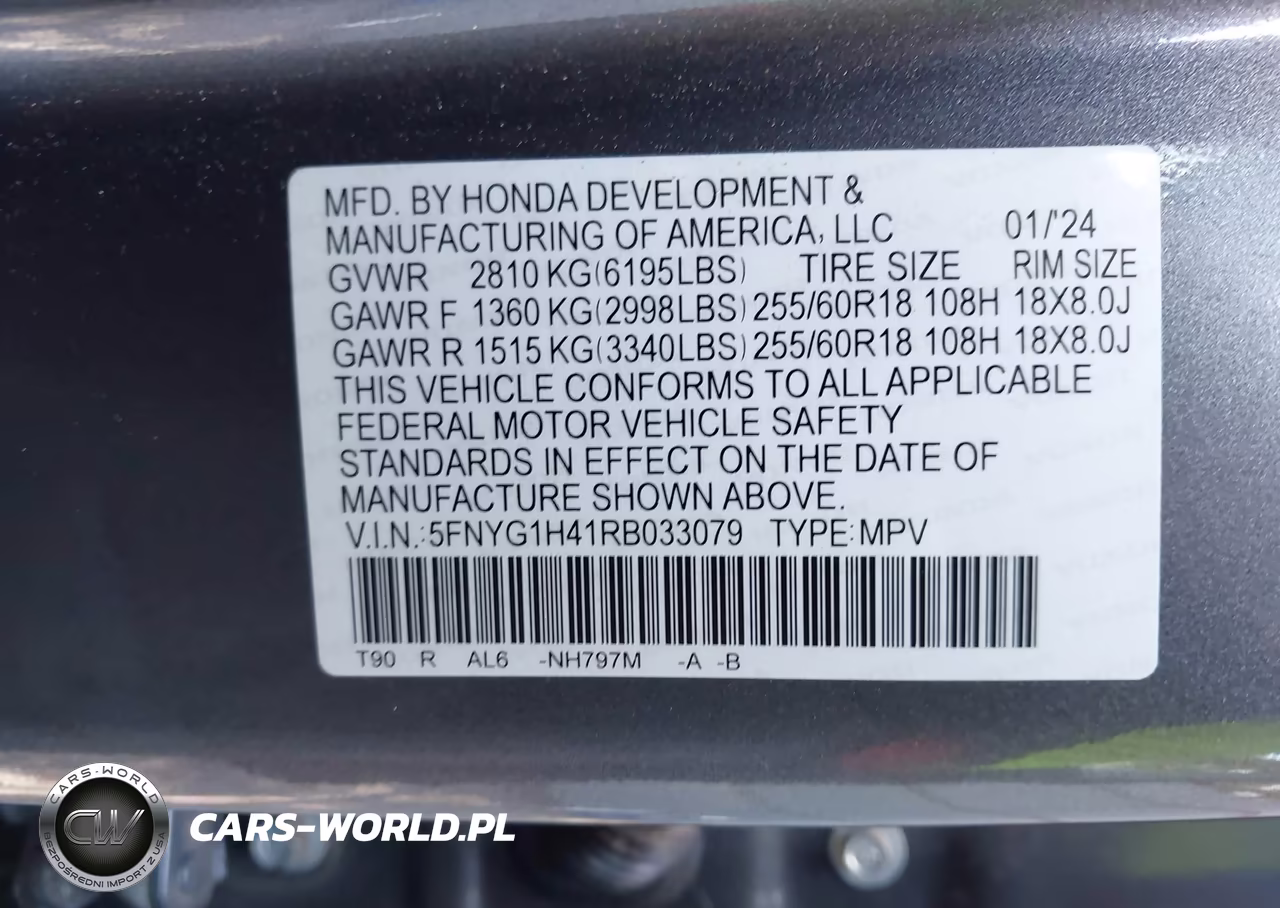 2024 Honda Pilot Ex-L VIN:5FNYG1H41RB033079 - 9