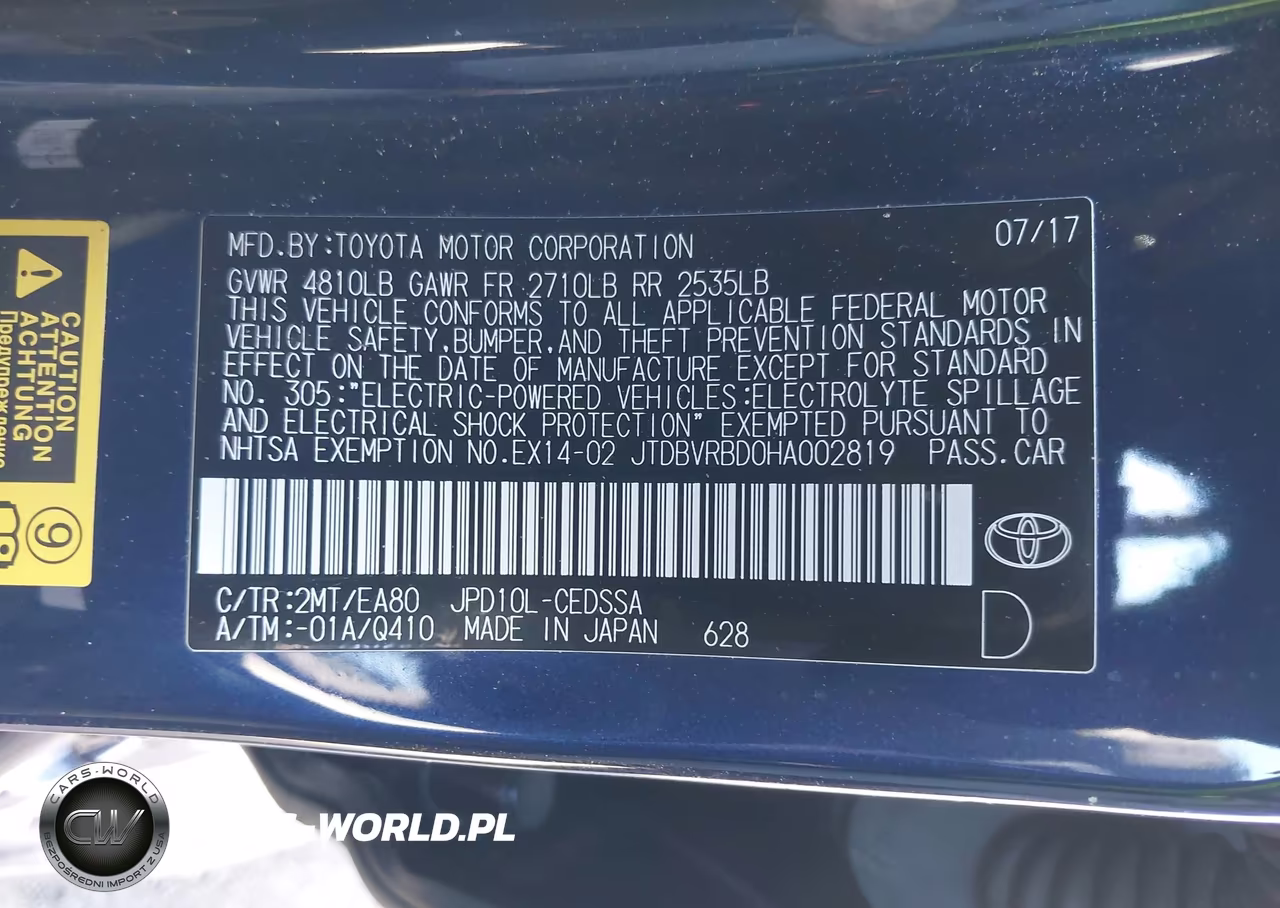 2017 Toyota Mirai VIN:JTDBVRBD0HA002819 - 9