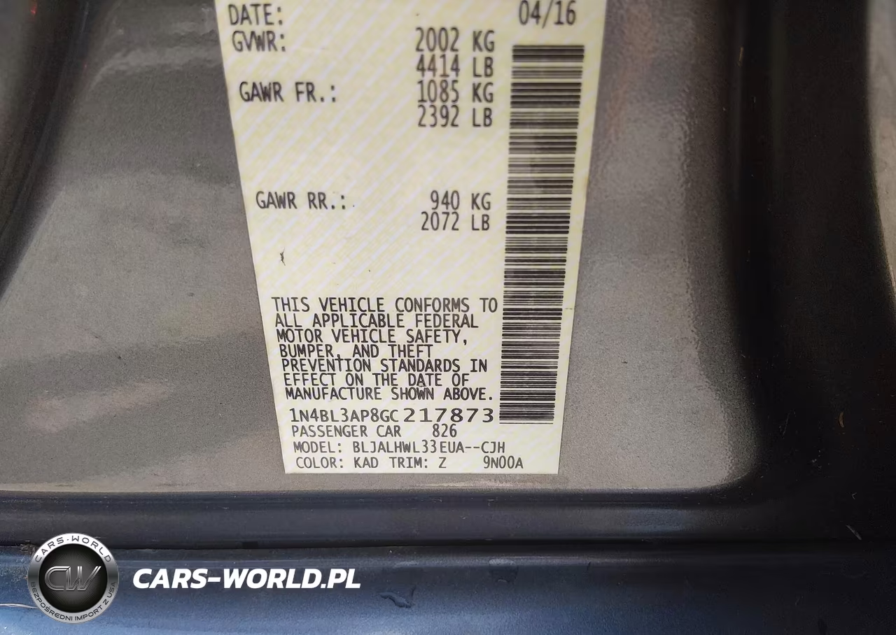 2016 Nissan Altima 3.5 Sr VIN:1N4BL3AP8GC217873 - 9