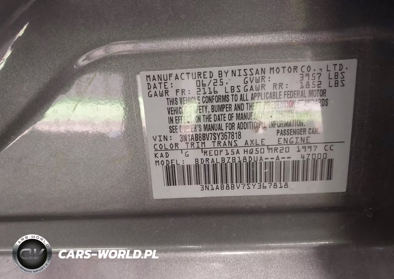 2025 Nissan Sentra S VIN:3N1AB8BV7SY367818 - 9