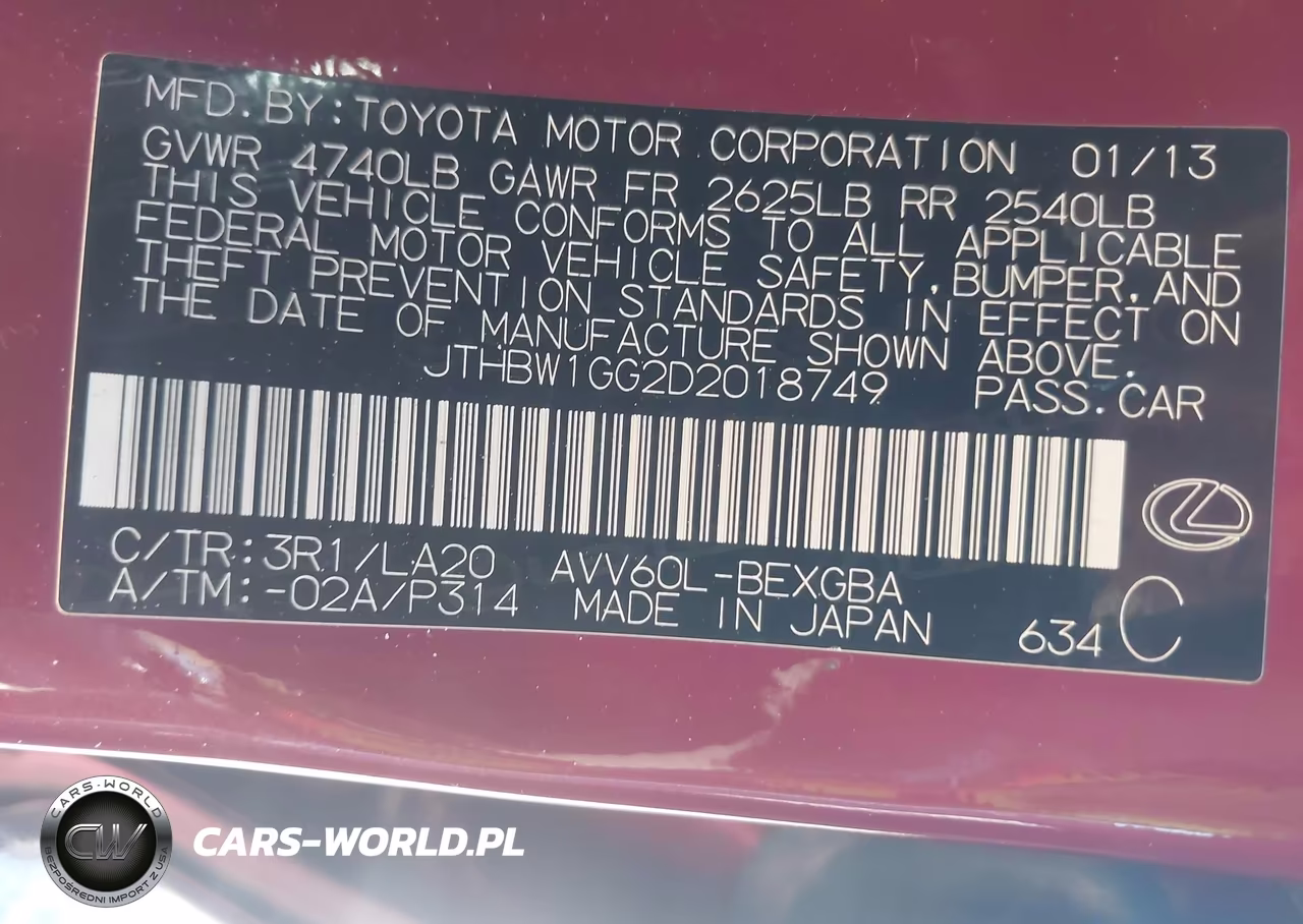 2013 Lexus Es 300H VIN:JTHBW1GG2D2018749 - 9
