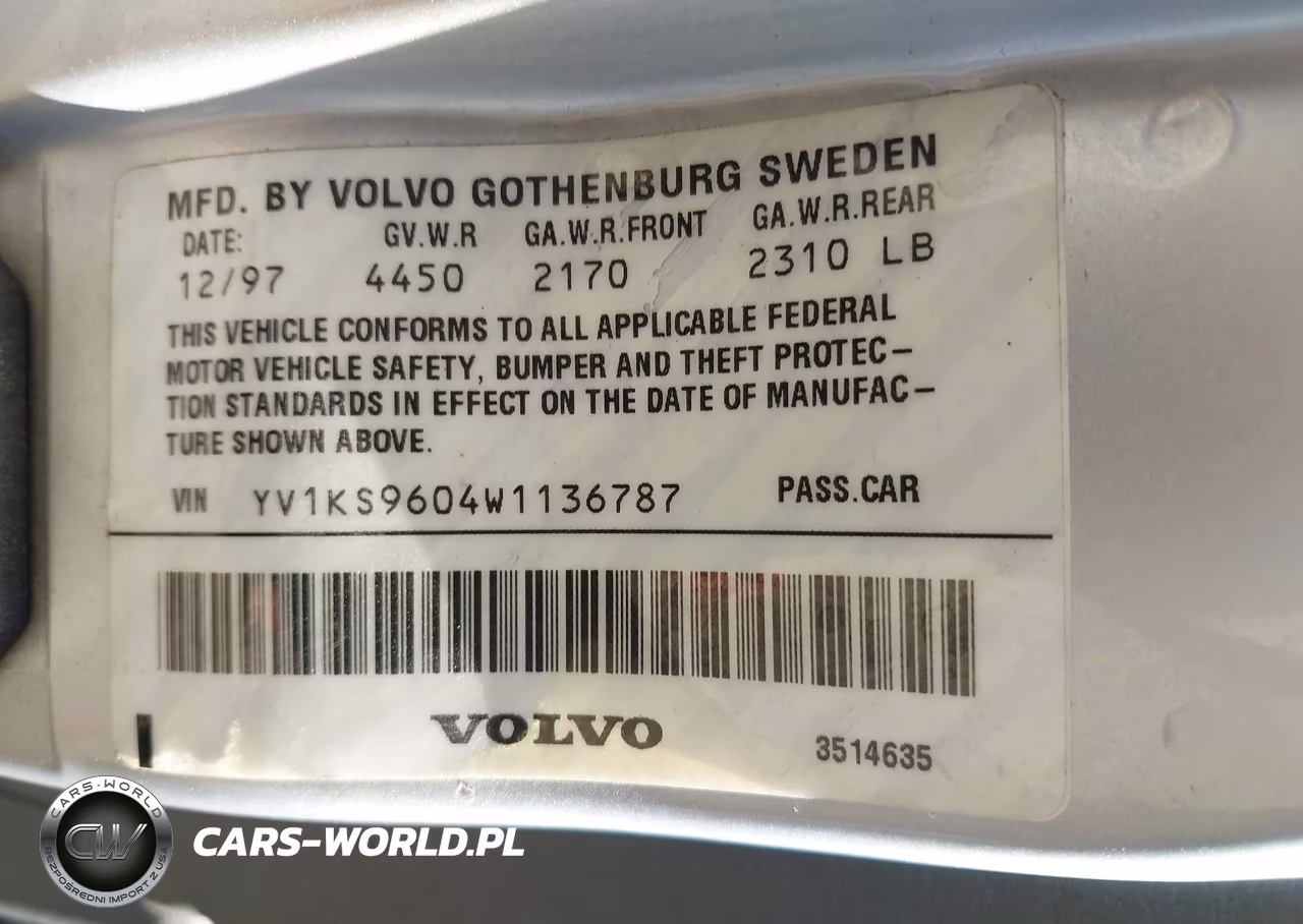 1998 Volvo S90 VIN:YV1KS9604W1136787 - 9