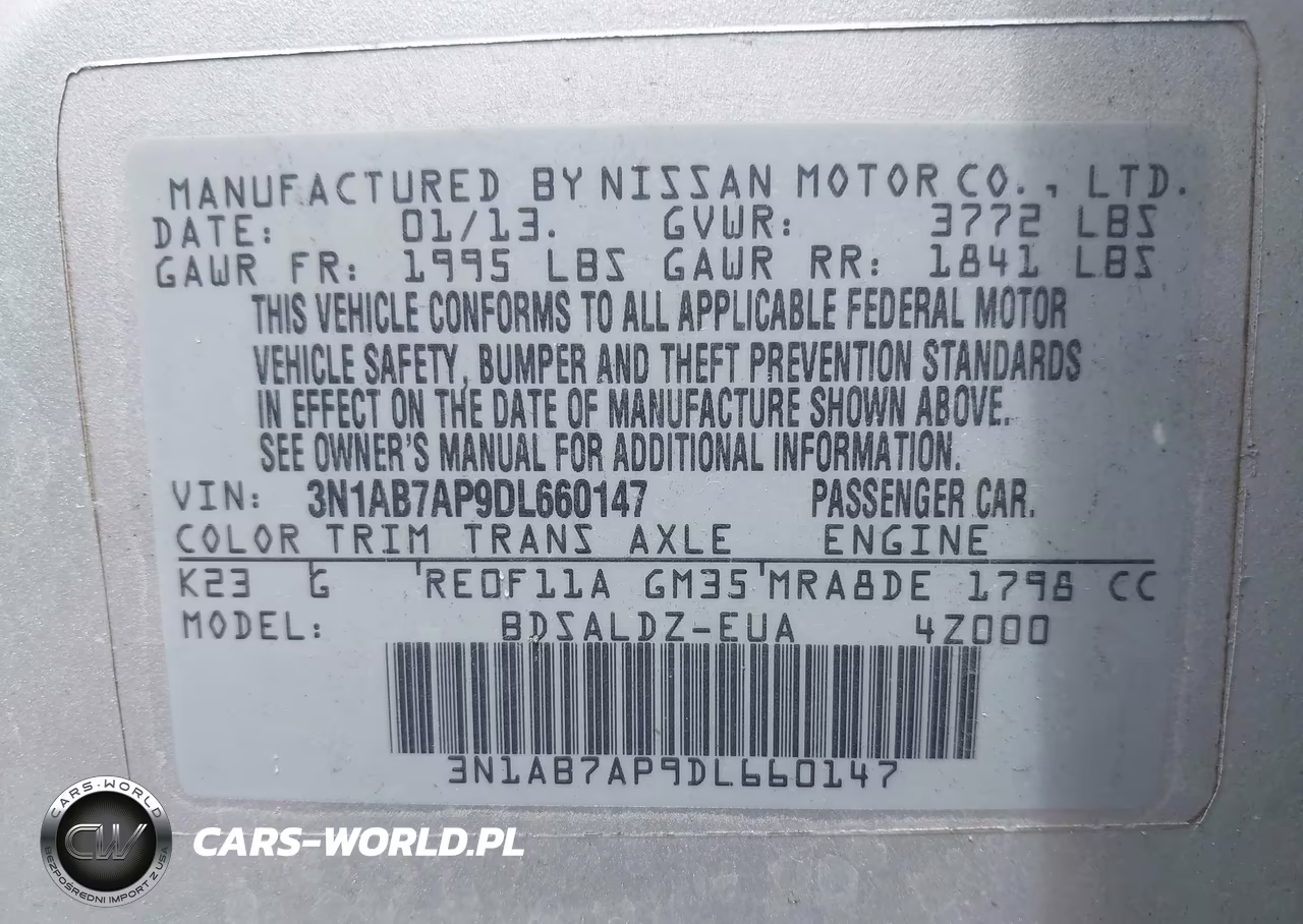 2013 Nissan Sentra Sv VIN:3N1AB7AP9DL660147 - 9