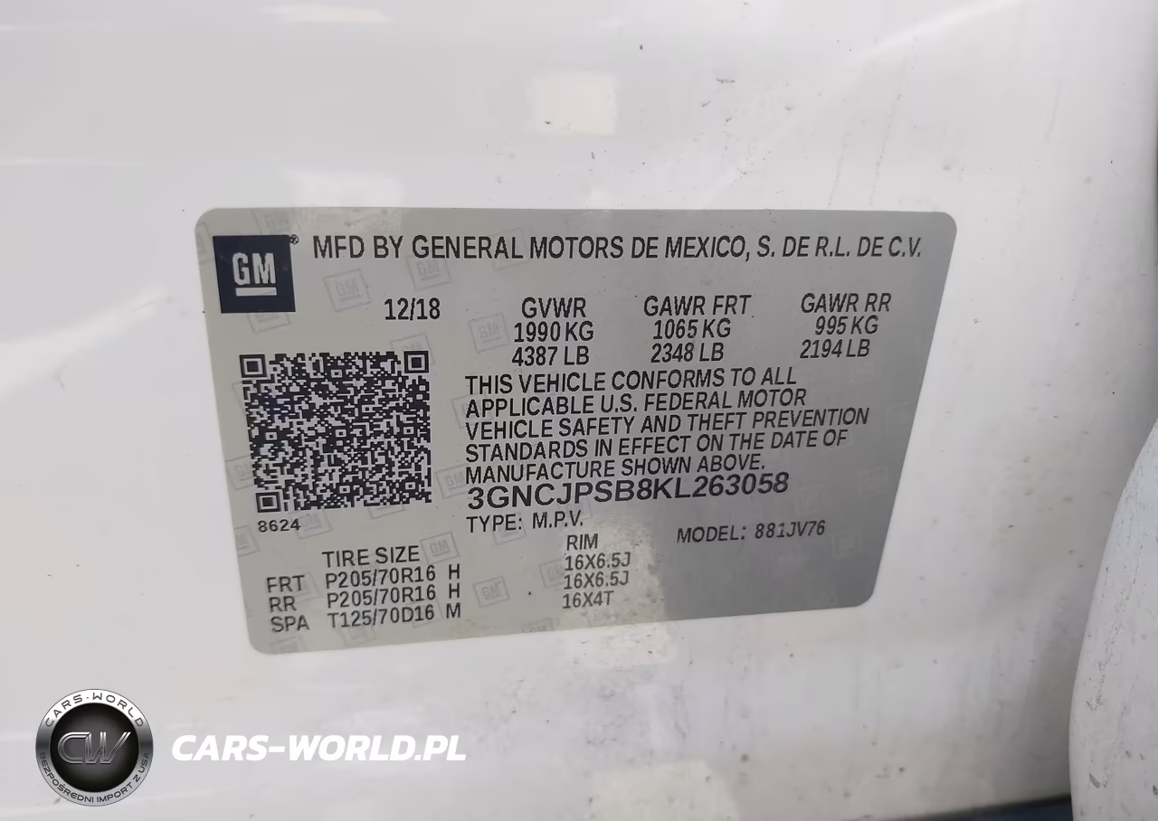 2019 Chevrolet Trax Lt VIN:3GNCJPSB8KL263058 - 7