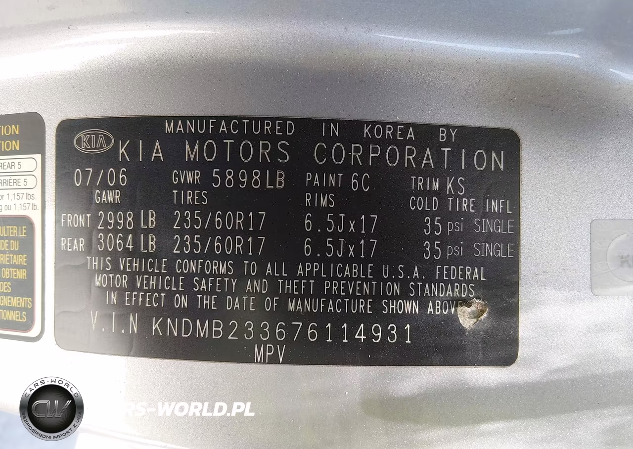 2007 Kia Sedona Ex VIN:KNDMB233676114931 - 9