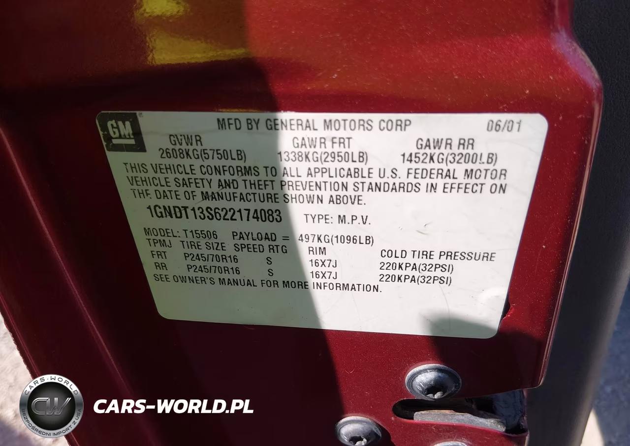 2002 Chevrolet Trailblazer Lt VIN:1GNDT13S622174083 - 9