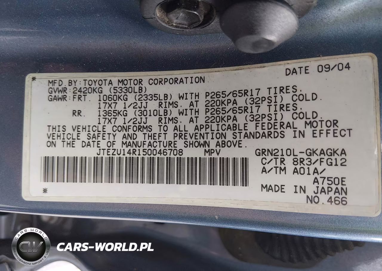 2005 Toyota 4Runner Sr5 V6 VIN:JTEZU14R150046708 - 9