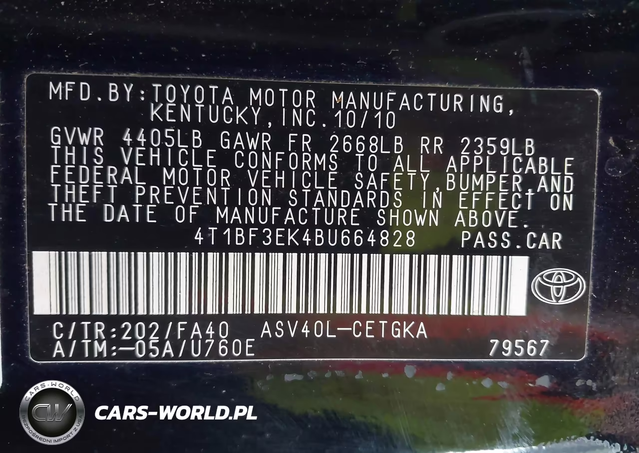 2011 Toyota Camry Xle VIN:4T1BF3EK4BU664828 - 9