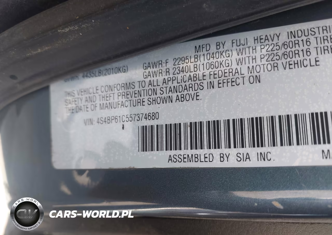 2005 Subaru Outback 2.5I VIN:4S4BP61C557374680 - 9