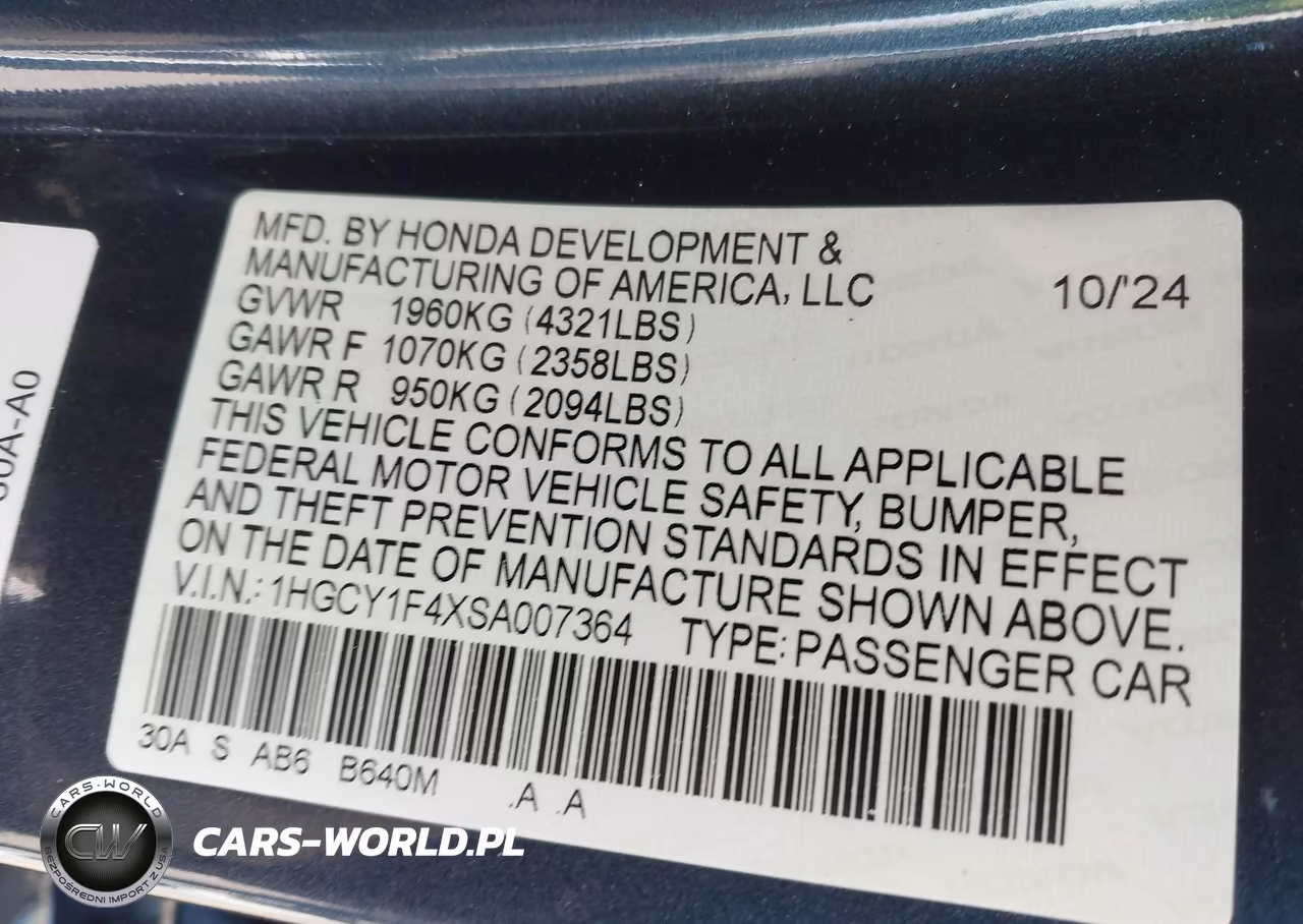 2025 Honda Accord Se VIN:1HGCY1F4XSA007364 - 9