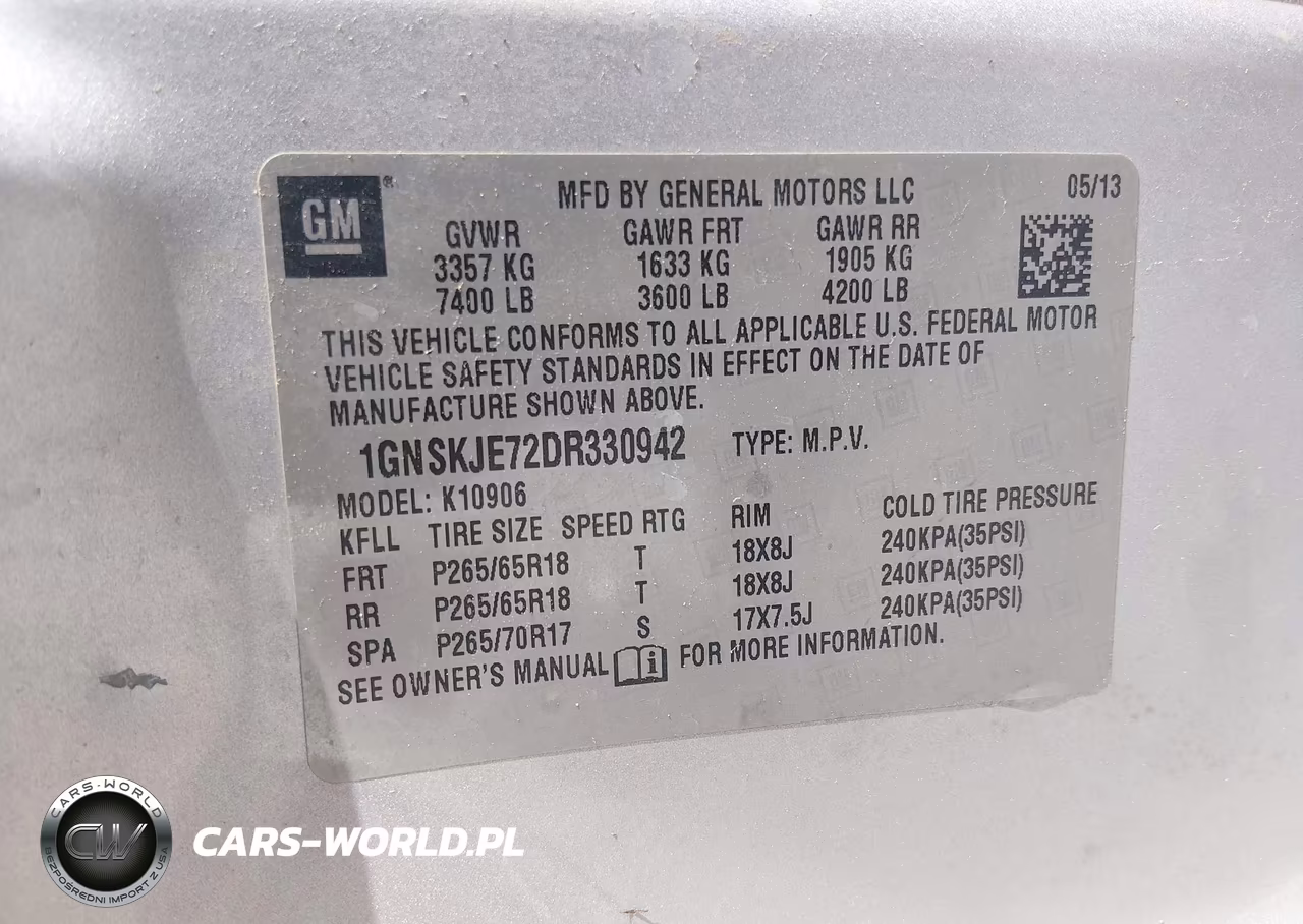2013 Chevrolet Suburban 1500 Lt VIN:1GNSKJE72DR330942 - 9