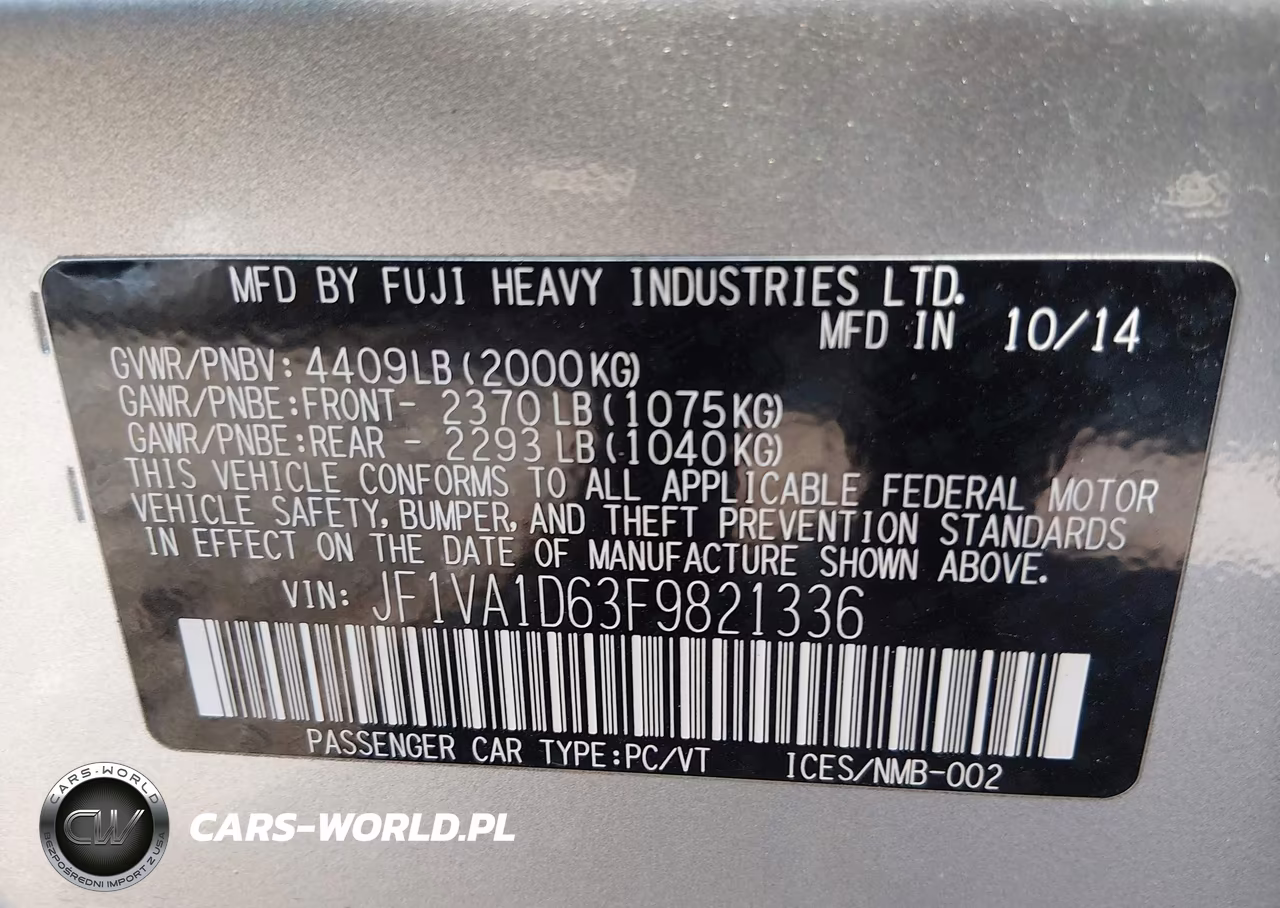 2015 Subaru Wrx Premium VIN:JF1VA1D63F9821336 - 9