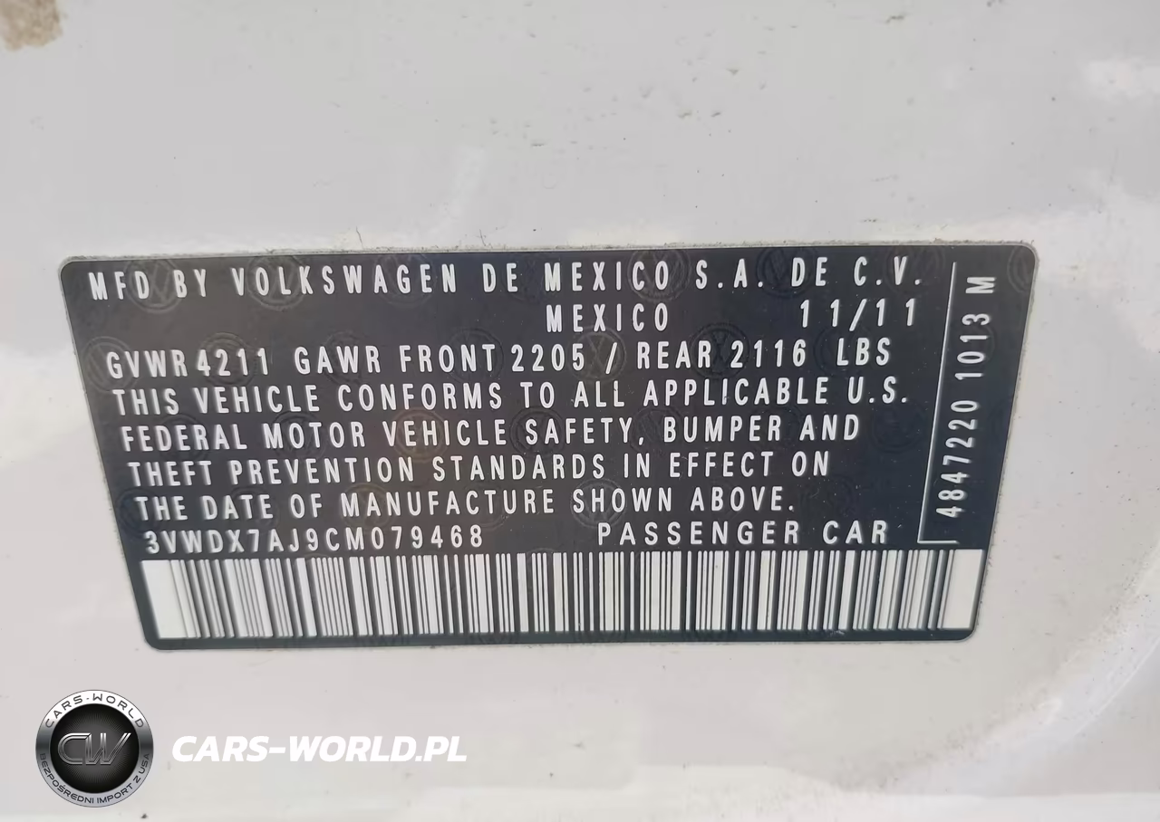 2012 Volkswagen Jetta 2.5L Se VIN:3VWDX7AJ9CM079468 - 9
