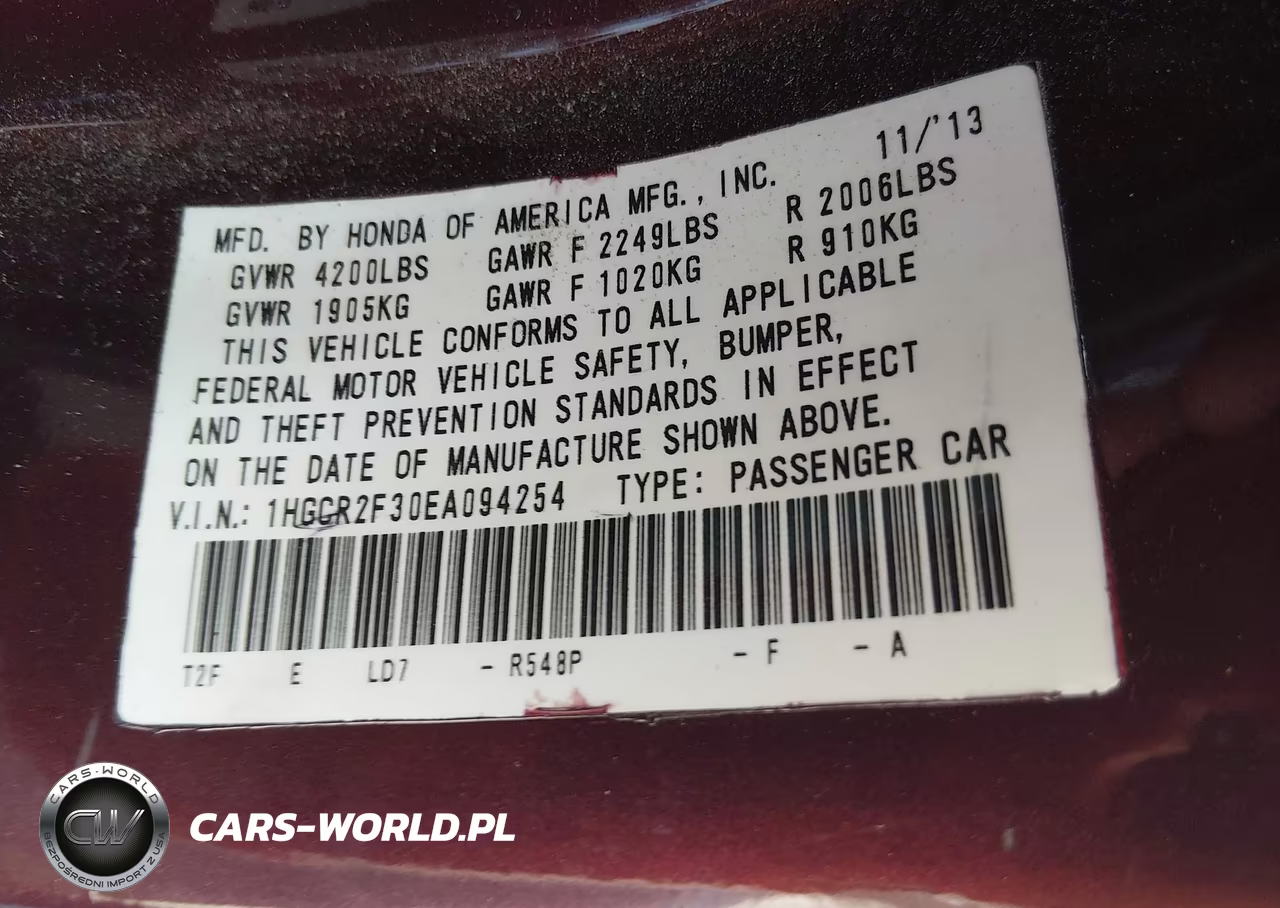 2014 Honda Accord Lx VIN:1HGCR2F30EA094254 - 9