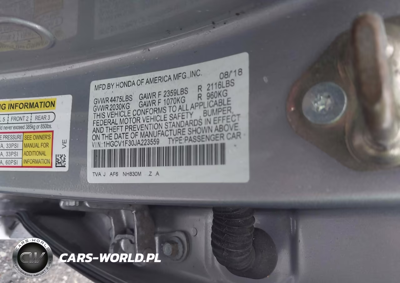 2018 Honda Accord Sport VIN:1HGCV1F30JA223559 - 9