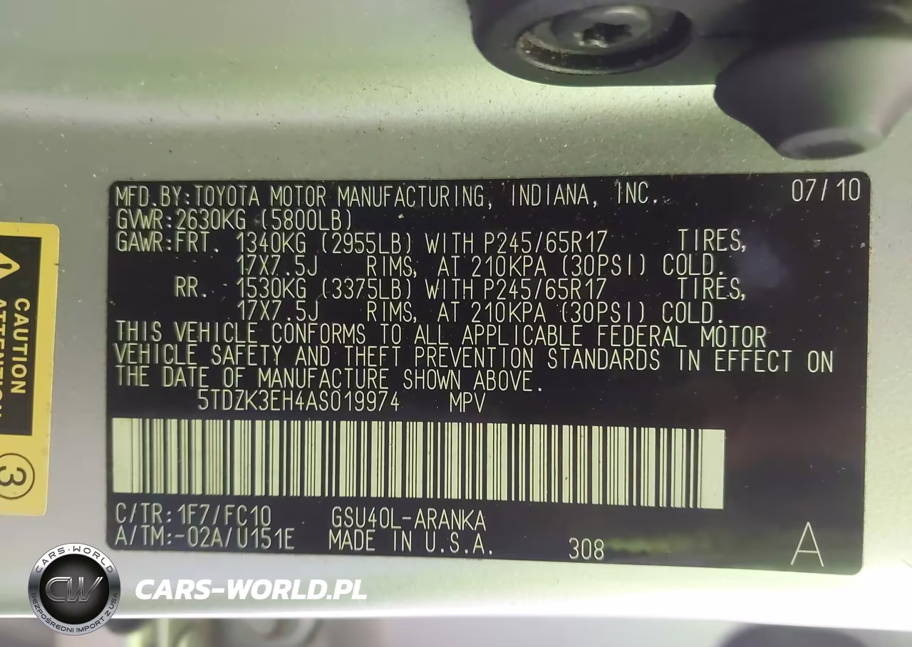 2010 Toyota Highlander Base V6 VIN:5TDZK3EH4AS019974 - 9