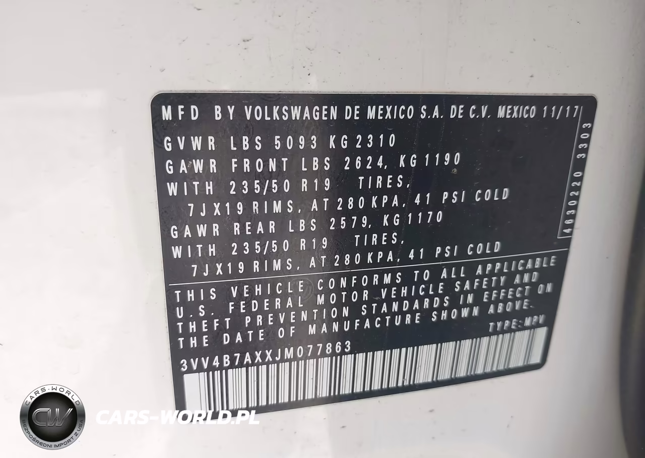 2018 Volkswagen Tiguan Sel Premium VIN:3VV4B7AXXJM077863 - 9