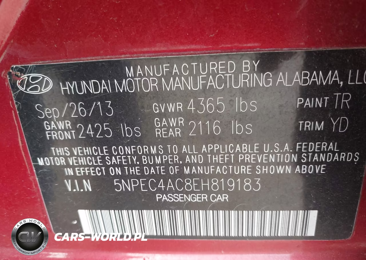 2014 Hyundai Sonata Limited VIN:5NPEC4AC8EH819183 - 9