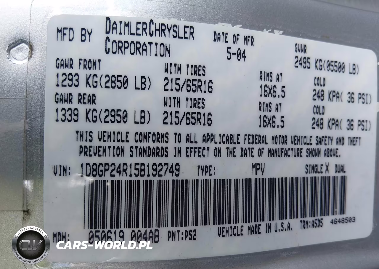 2005 Dodge Grand Caravan Se VIN:1D8GP24R15B192749 - 9