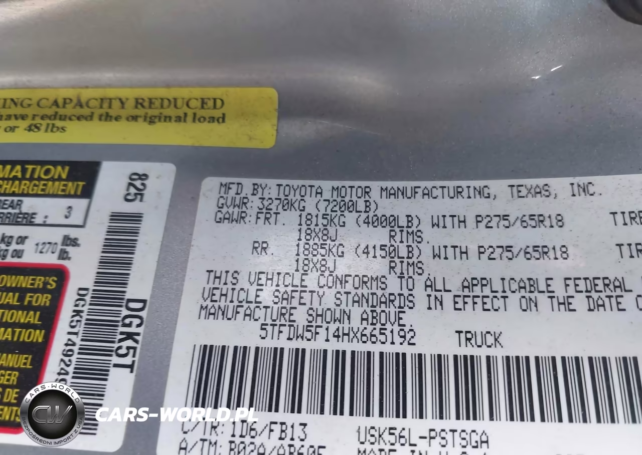 2017 Toyota Tundra Sr5 5.7L V8 VIN:5TFDW5F14HX665192 - 9