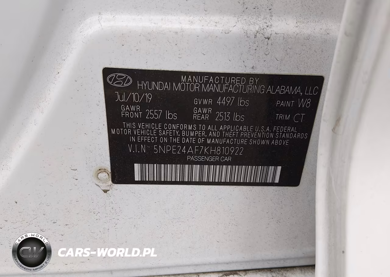 2019 Hyundai Sonata Se VIN:5NPE24AF7KH810922 - 9