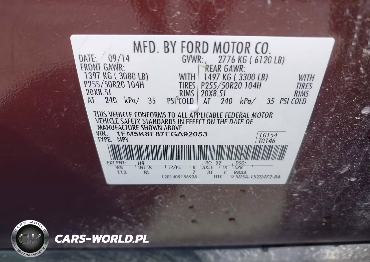 2015 Ford Explorer Limited VIN:1FM5K8F87FGA92053 - 9