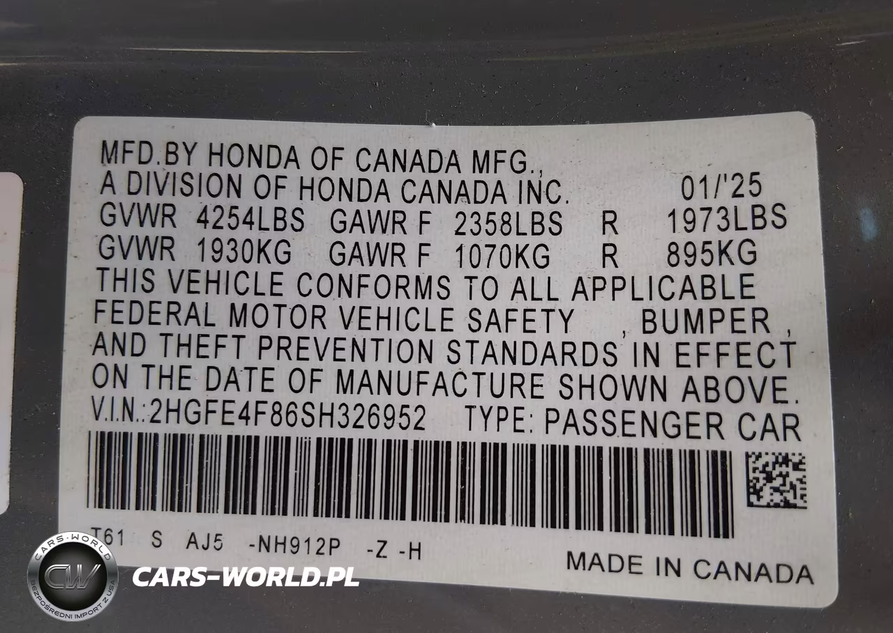 2025 Honda Civic Hybrid Sport-Sport Touring VIN:2HGFE4F86SH326952 - 9