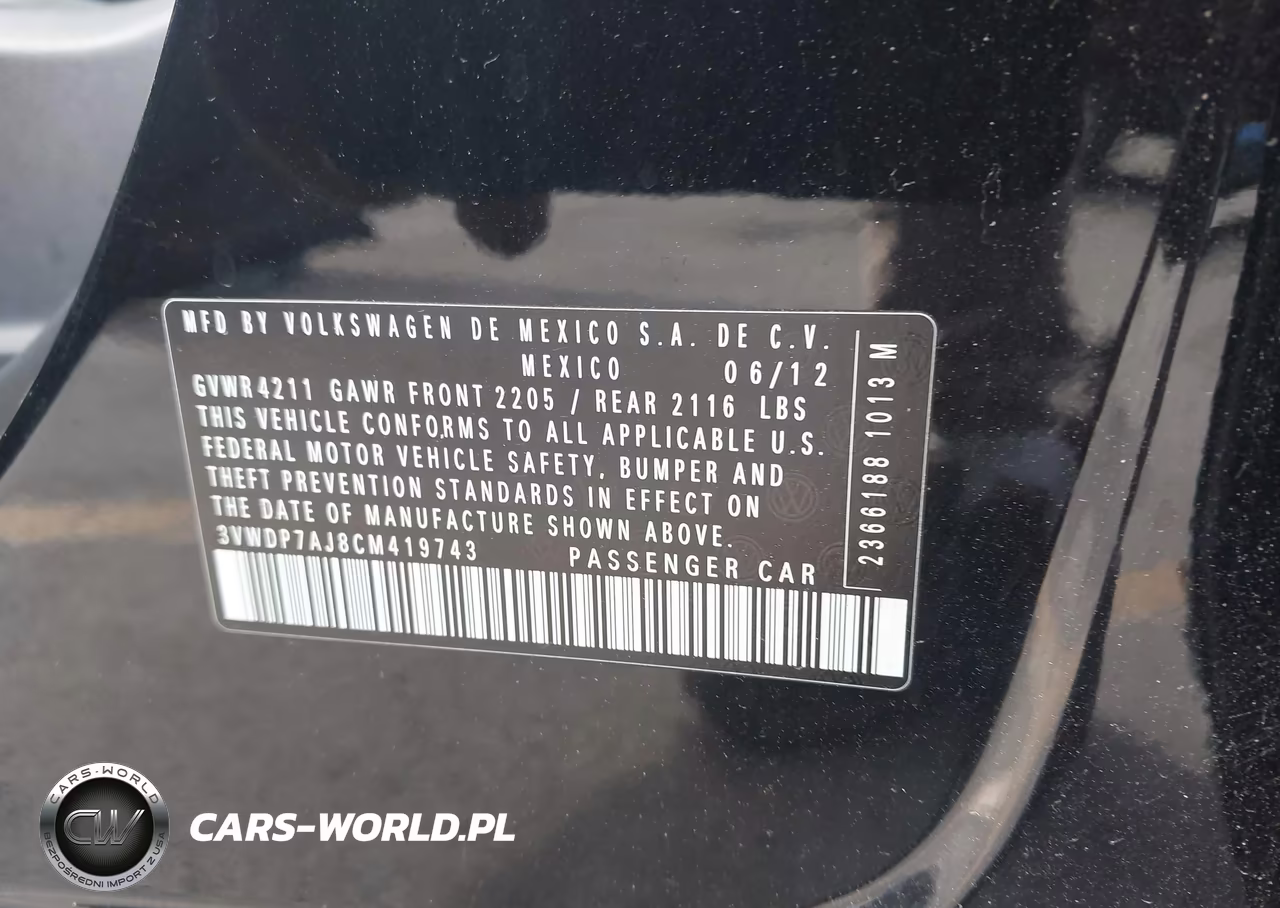 2012 Volkswagen Jetta 2.5L Se VIN:3VWDP7AJ8CM419743 - 9