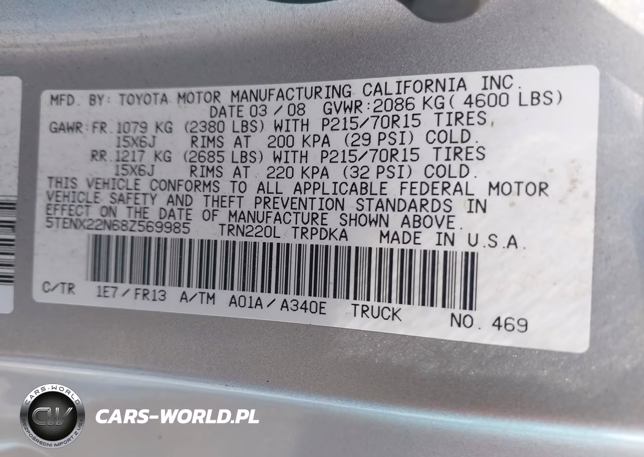 2008 Toyota Tacoma VIN:5TENX22N68Z569985 - 9