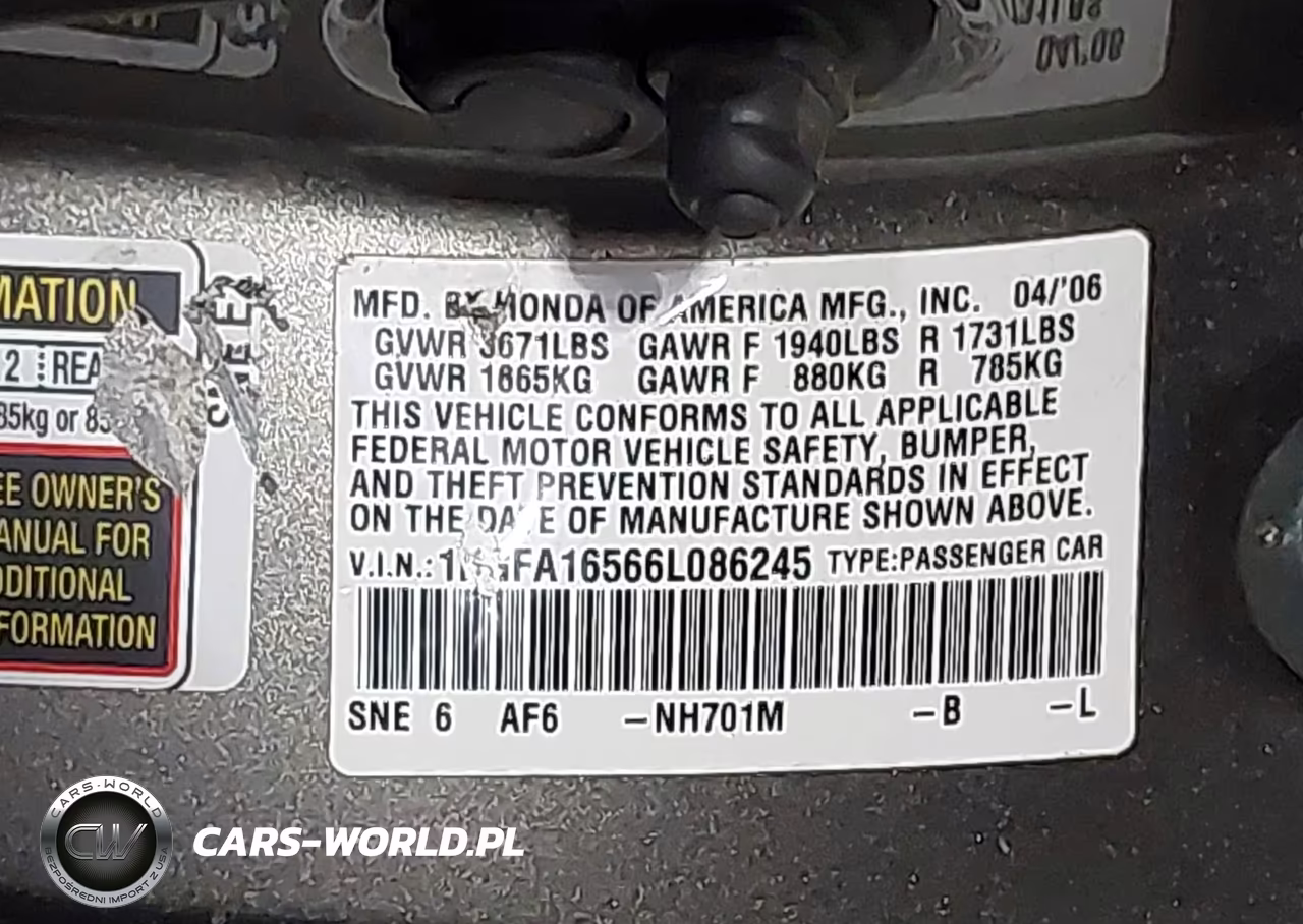 2006 Honda Civic Lx VIN:1HGFA16566L086245 - 9
