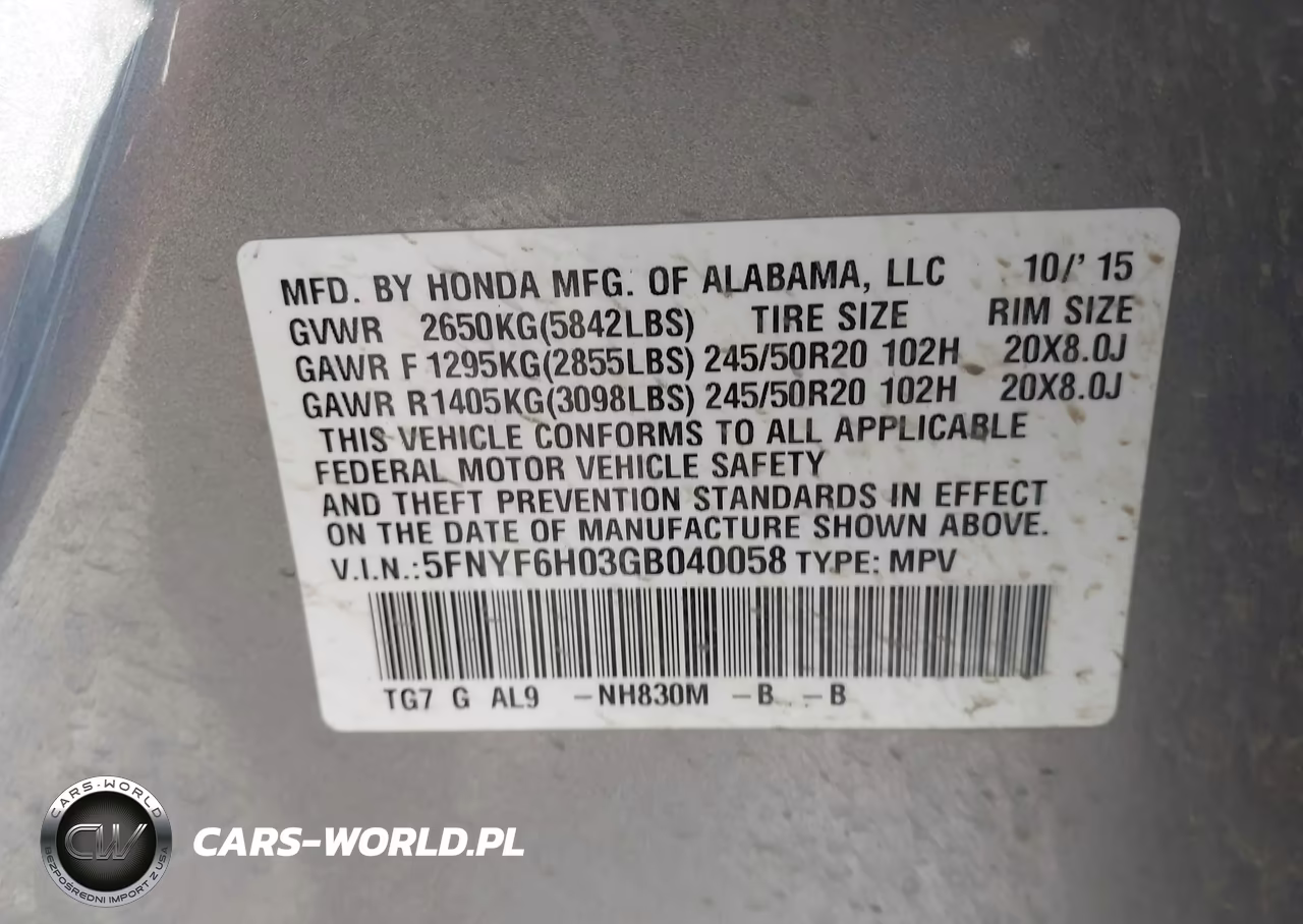 2016 Honda Pilot Elite VIN:5FNYF6H03GB040058 - 9