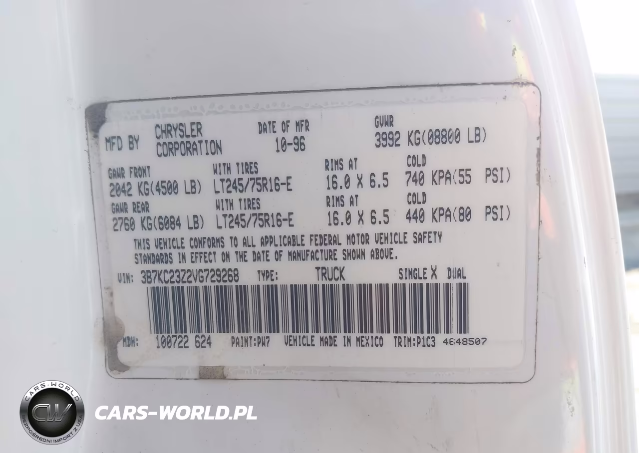 1997 Dodge Ram 2500 St VIN:3B7KC23Z2VG729268 - 9