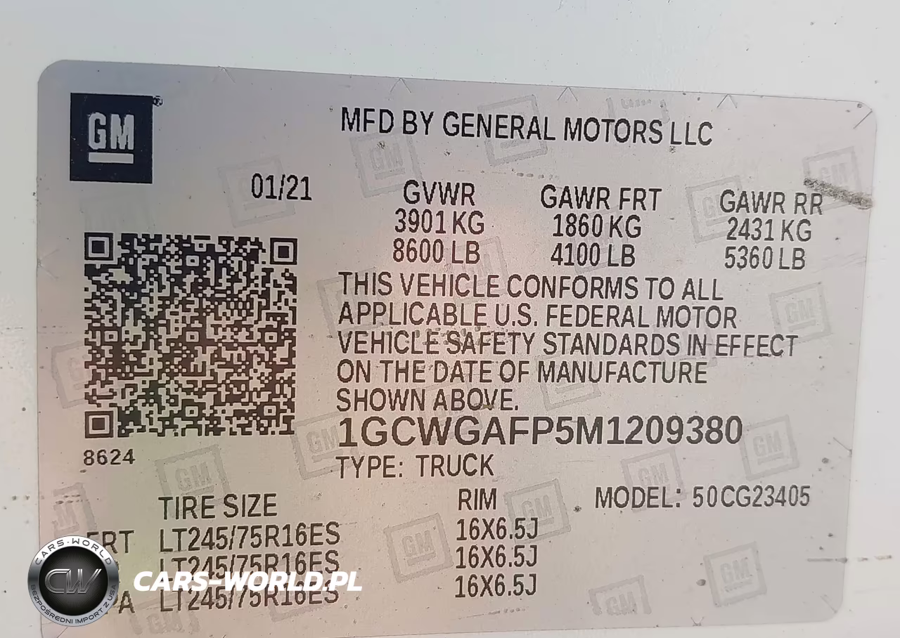 2021 Chevrolet Express Cargo Rwd 2500 Regular Wheelbase Wt VIN:1GCWGAFP5M1209380 - 9