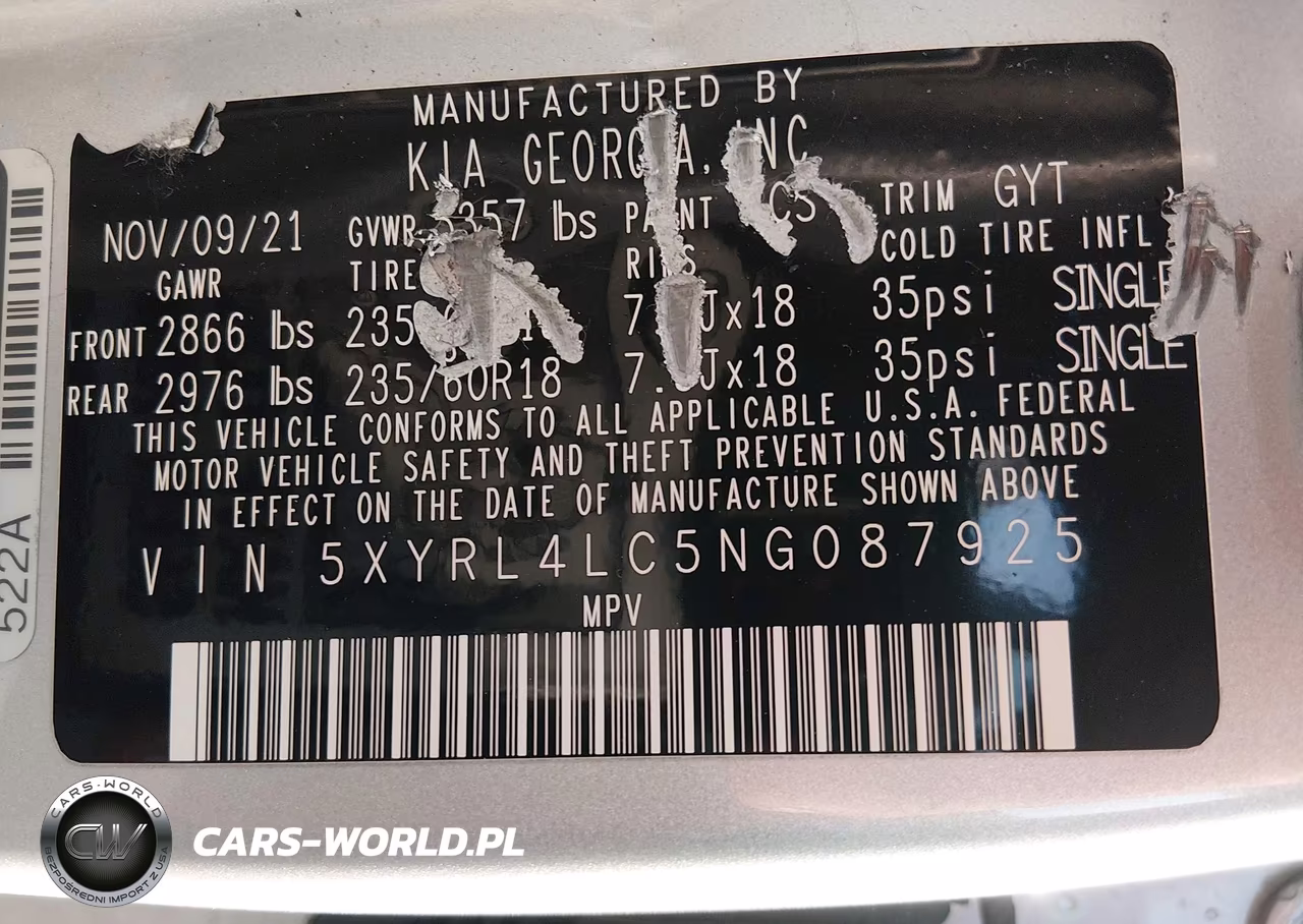 2022 Kia Sorento S VIN:5XYRL4LC5NG087925 - 9