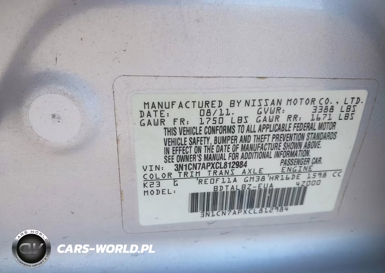 2012 Nissan Versa 1.6 Sv VIN:3N1CN7APXCL812984 - 9
