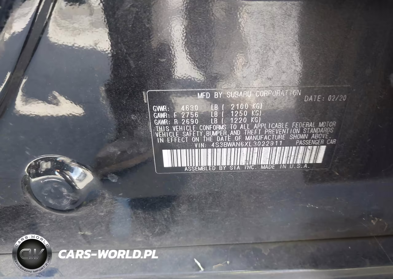 2020 Subaru Legacy Limited VIN:4S3BWAN6XL3022911 - 9