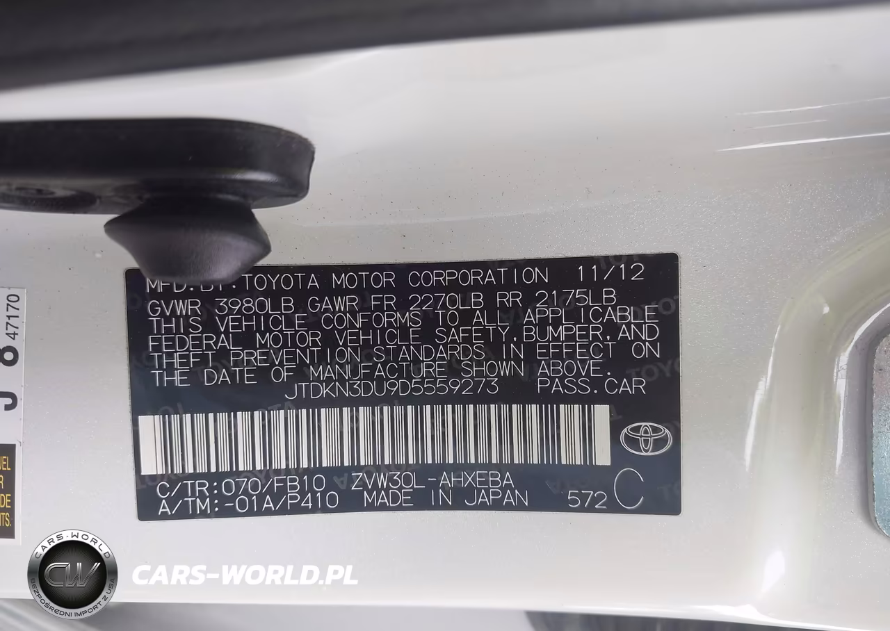 2013 Toyota Prius Two VIN:JTDKN3DU9D5559273 - 9