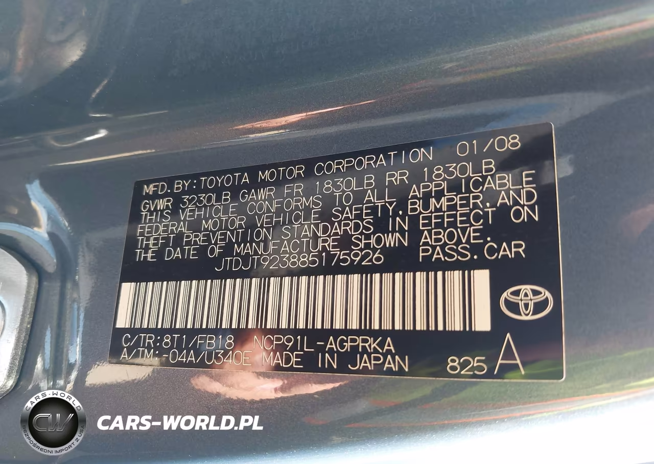 2008 Toyota Yaris VIN:JTDJT923885175926 - 9