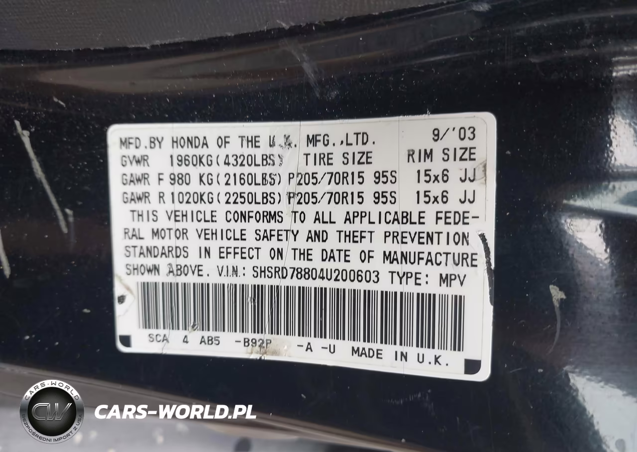 2004 Honda Cr-V Ex VIN:SHSRD78804U200603 - 9