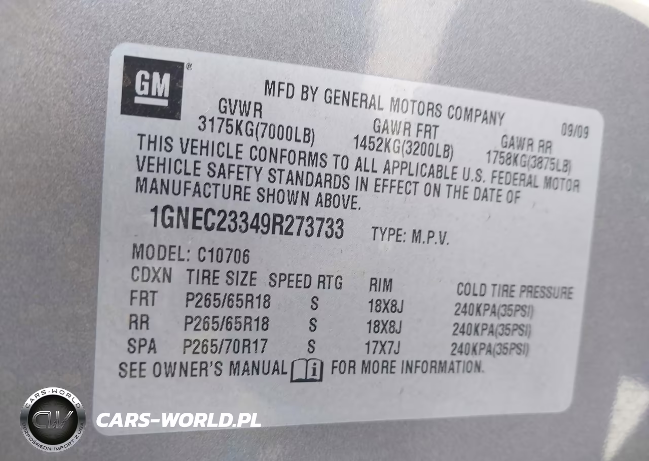 2009 Chevrolet Tahoe Lt1 VIN:1GNEC23349R273733 - 9