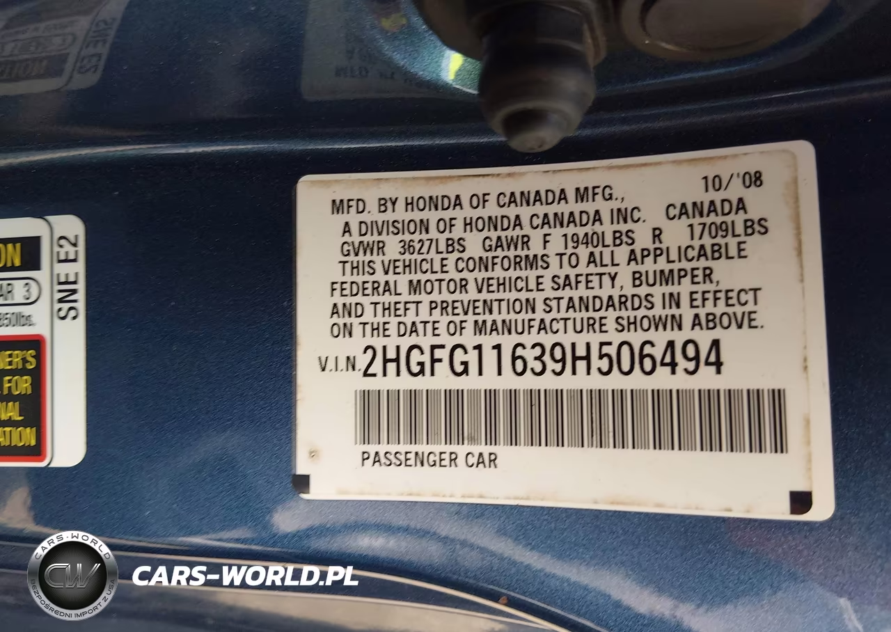 2009 Honda Civic Lx VIN:2HGFG11639H506494 - 9