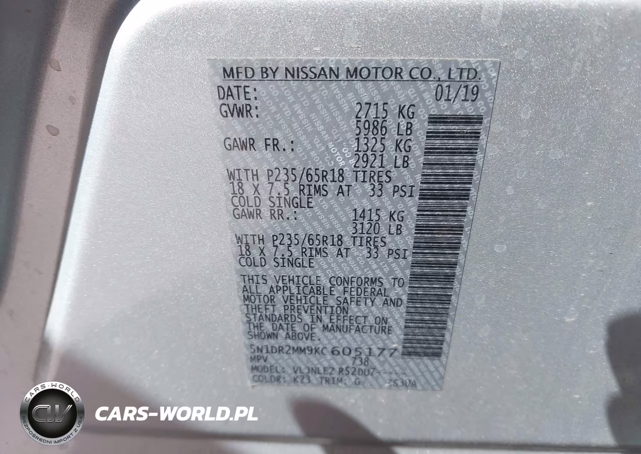 2019 Nissan Pathfinder Sv VIN:5N1DR2MM9KC605177 - 9