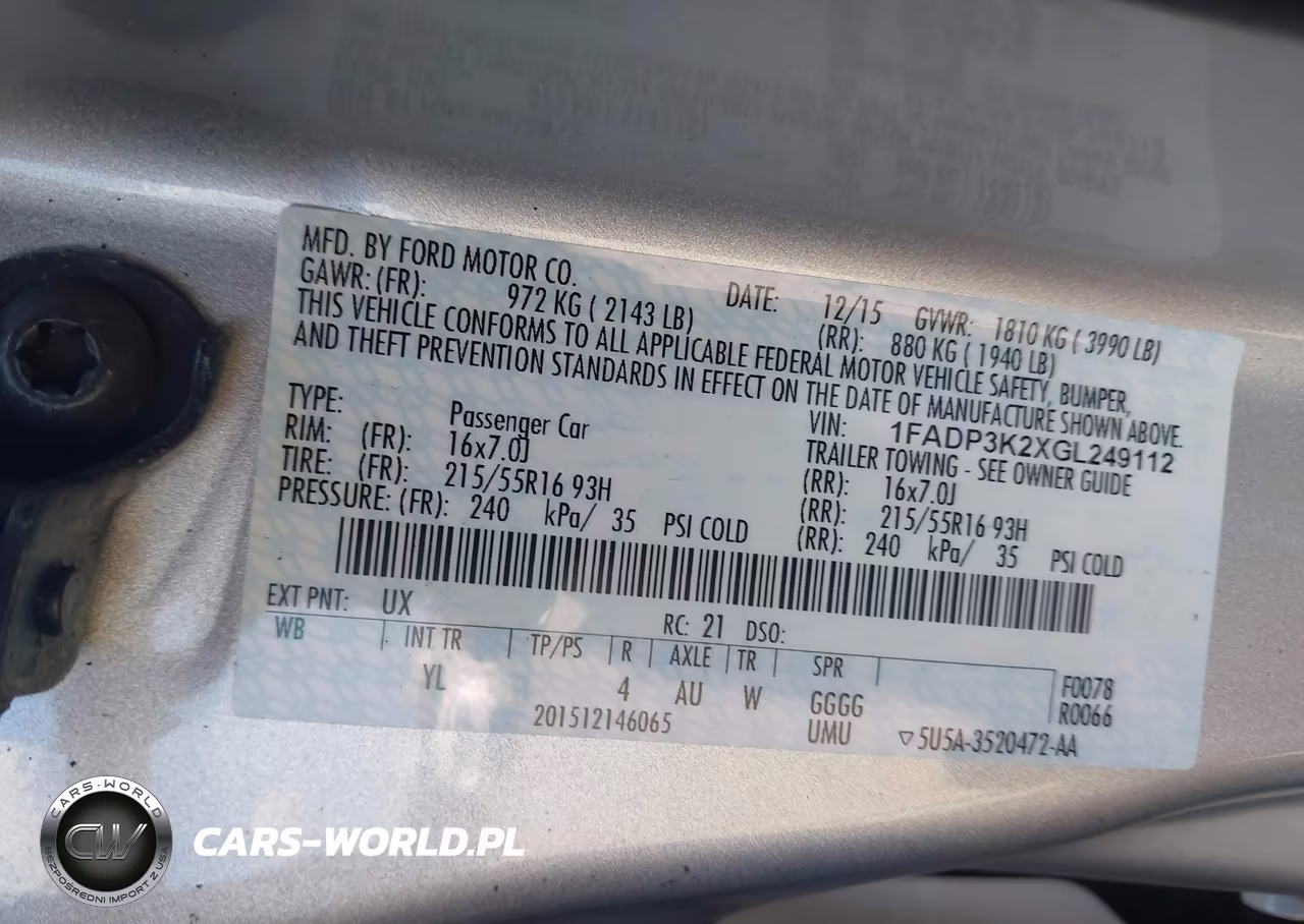 2016 Ford Focus Se VIN:1FADP3K2XGL249112 - 9