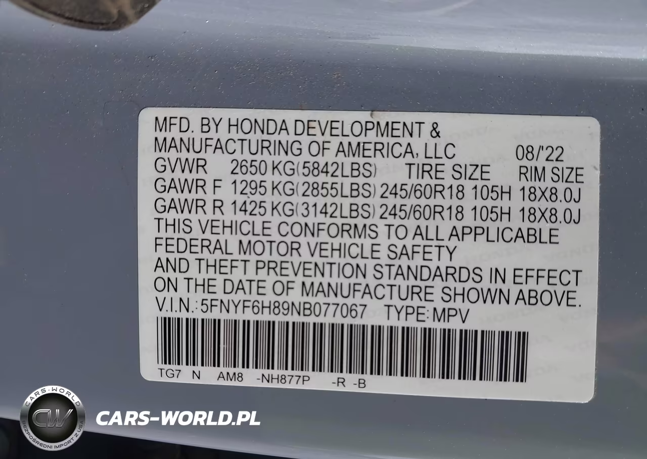 2022 Honda Pilot Awd Trailsport VIN:5FNYF6H89NB077067 - 9