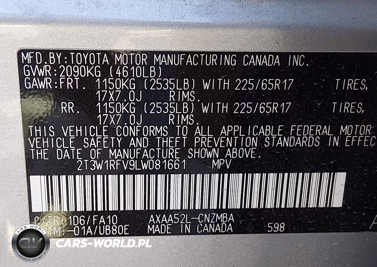 2020 Toyota Rav4 Xle VIN:2T3W1RFV9LW081661 - 9