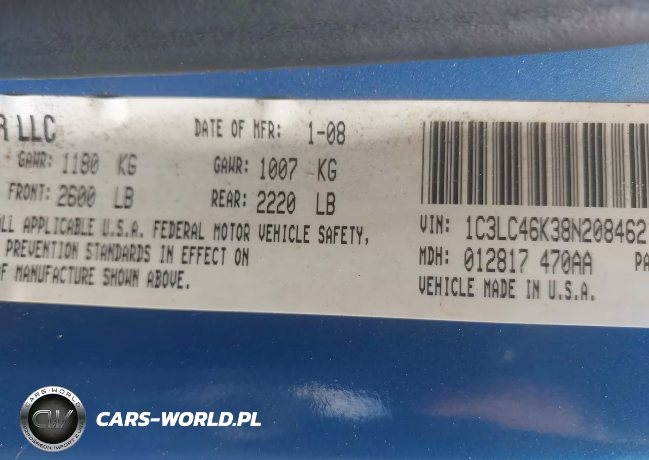 2008 Chrysler Sebring Lx VIN:1C3LC46K38N208462 - 9