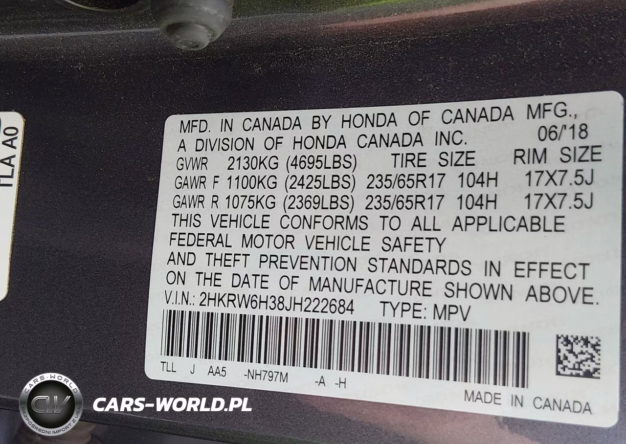 2018 Honda Cr-V Lx VIN:2HKRW6H38JH222684 - 9