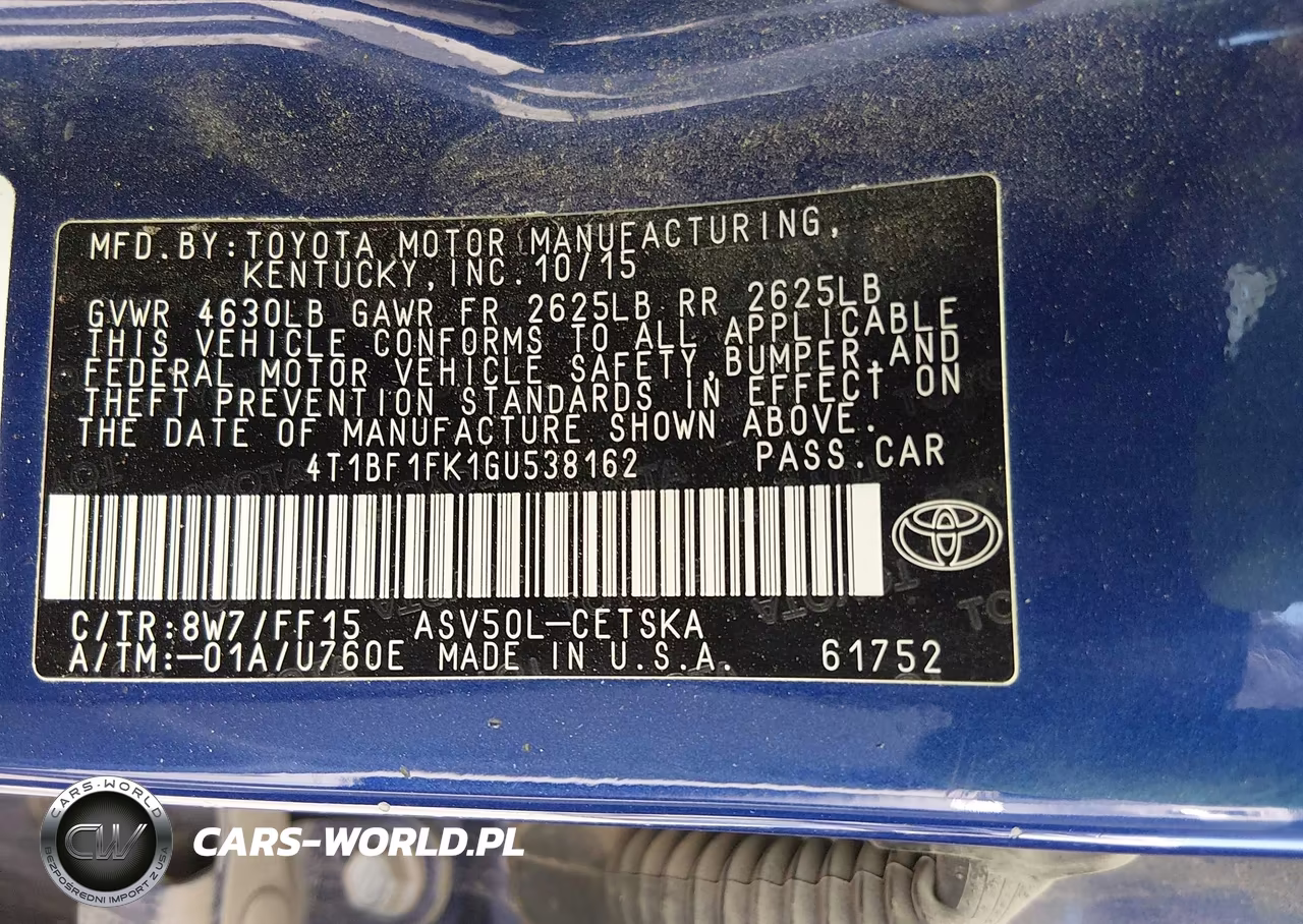 2016 Toyota Camry Se VIN:4T1BF1FK1GU538162 - 9