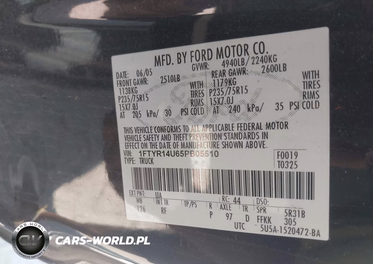 2005 Ford Ranger Edge-Stx-Xl-Xlt VIN:1FTYR14U65PB05510 - 9